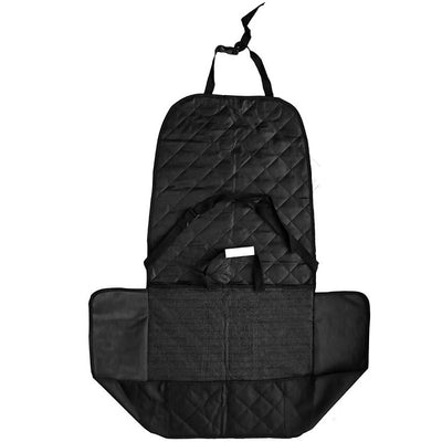 Brown quilted Oxford cloth pet car seat cover with black trim and adjustable straps, designed for vehicle co-pilot seats. - Image 12
