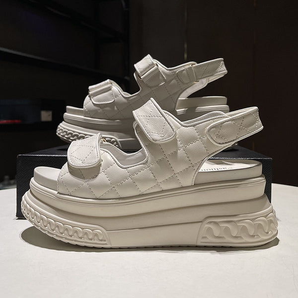 Sandalias Deportivas de Cuero Mujer Verde Plataforma Ligera - Image 4