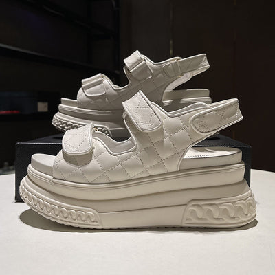 Sandalias Deportivas de Cuero Mujer Verde Plataforma Ligera - Image 4