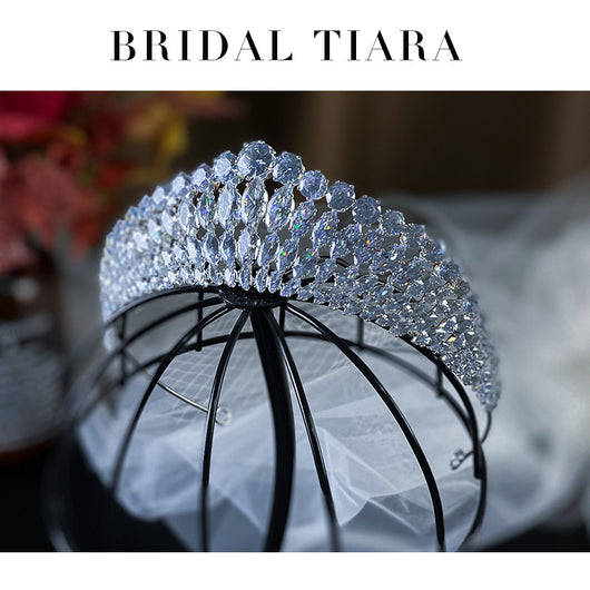 Corona Tiara de Zirconia con Destello de Diamante - Diadema Reina - Image 5