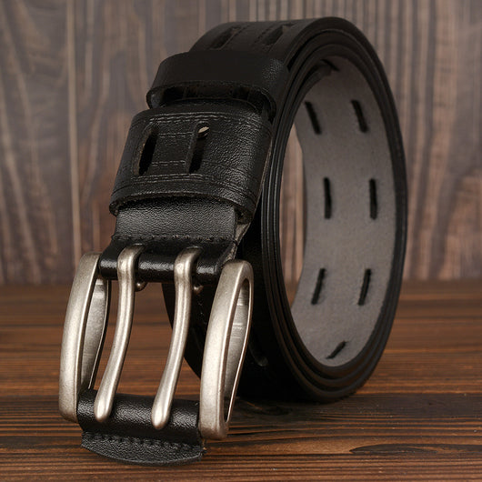Cinturón de Cuero para Hombre con Hebilla Doble Pasador - Estilo Casual y Jeans - Image 3