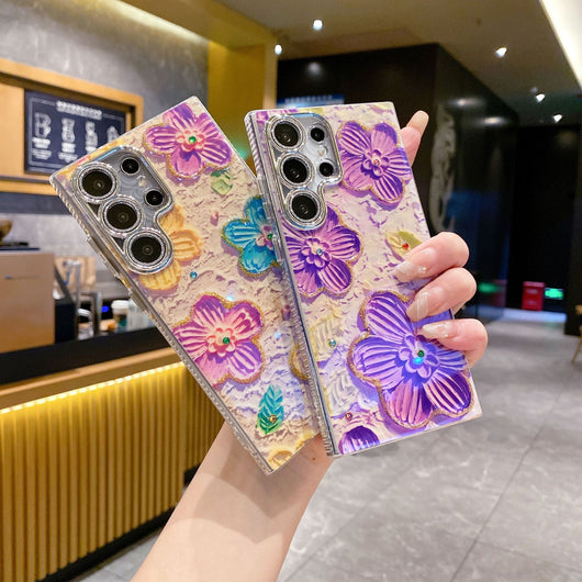 Funda para Celular con Diseño Floral de Diamantes y Protección de Lente - Image 15
