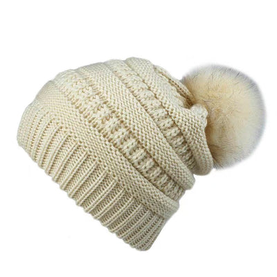 Gorro de Lana Estilo Europeo y Americano con Pompón para Mujer - Image 9