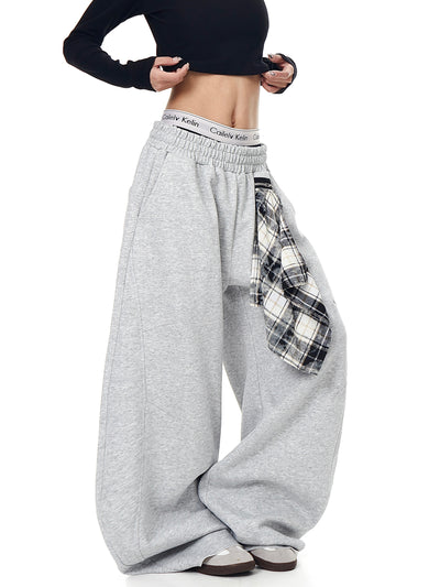 Pantalón Ancho Suelto con Pañuelo Cuadriculado Retro Desmontable - Image 13