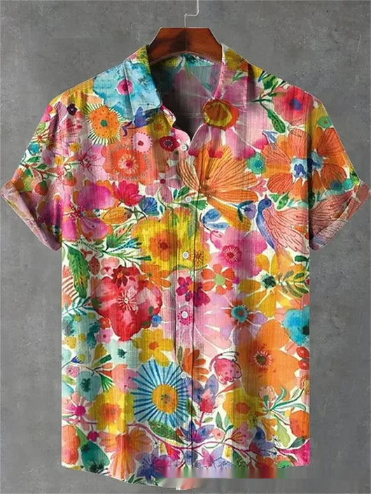 Camisa Casual Holgada para Hombre con Estampado y Botones - Image 13