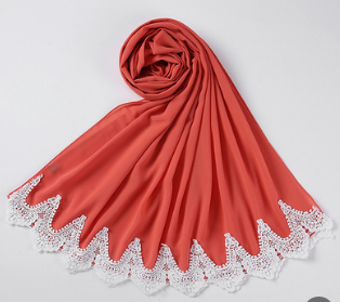 Pañuelo de Gasa Perla con Encaje Malayo - Diseño Cosido a Mano - Image 30