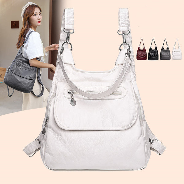 Mochila de Cuero Lavable Multifuncional de Gran Capacidad