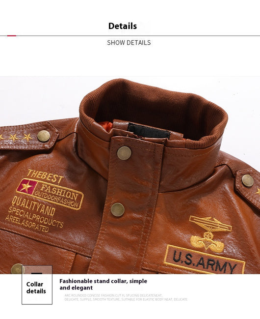 Chaqueta de Cuero para Hombre Cuello Alto Ajustada - Image 10