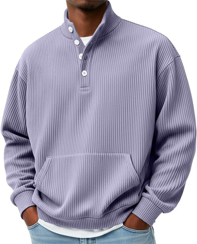 Suéter Polo Cuello Alto Manga Larga para Hombre - Casual Suelto con Bolsillos - Image 21