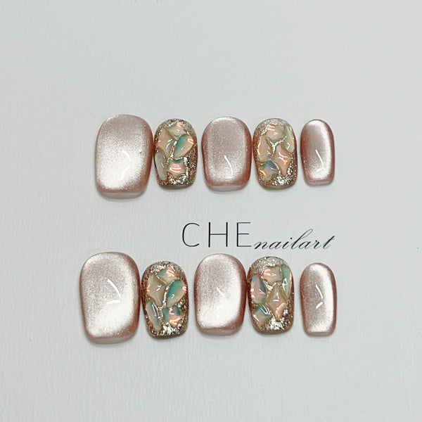 Uñas Postizas Efecto Ojo de Gato - Diseño Artesanal Premium Otoño Invierno