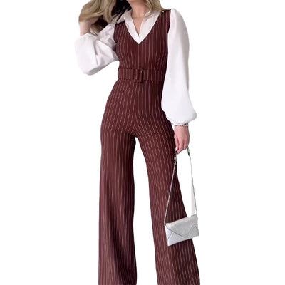 Jumpsuit de Cintura Alta con Contraste de Colores y Rayas - Image 5