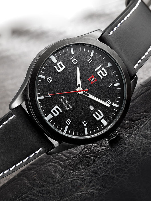 Reloj de Cuarzo para Hombre con Correa de Cuero, Esfera Grande y Calendario - Image 21