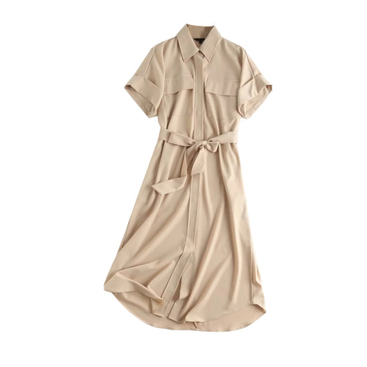 Vestido Camisero Suelto con Cinturón y Bolsillos - Image 6