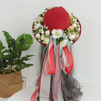 Sombrero de Paja Artesanal con Ala Ancha y Flores para Mujer - Image 20