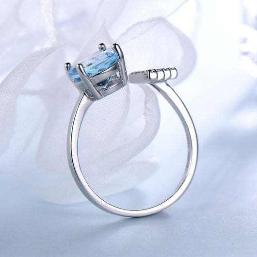 Anillo Ajustable con Topacio Azul - Diseño Abierto - Image 8