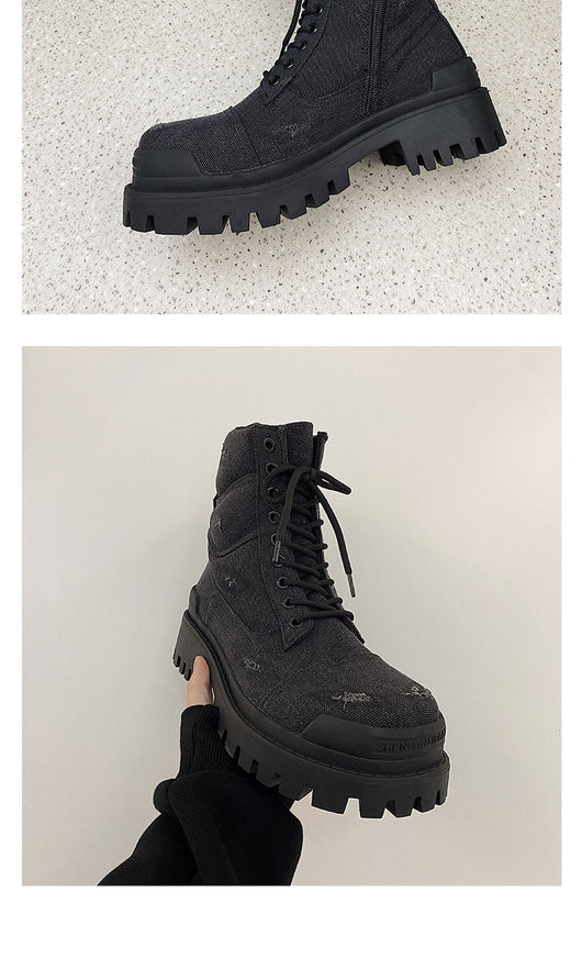 Botas Martin Retro Gruesas con Detalles Rotos - Estilo Workwear Distressed - Image 15