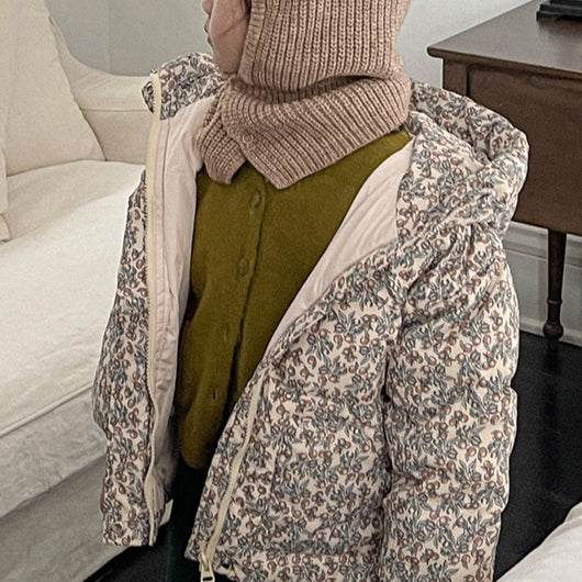 Abrigo Acolchado Niña Estilo Coreano con Diseño Floral - Chaqueta Térmica Infantil Elegante - Image 2