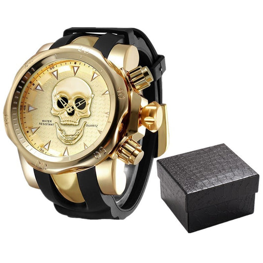 Reloj de Hombre Calavera Diseño Atrevido Esfera Grande Correa de Silicona Cuarzo - Image 7