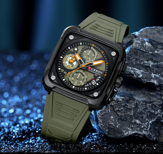 Reloj de Pulsera Cuadrado Multifunción con Seis Agujas para Hombre - Image 21