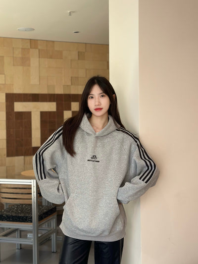 Sudadera con Capucha de Rayas Retro Deportiva para Mujer - Image 6