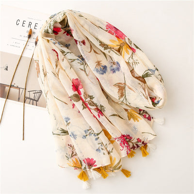 Pañuelo Largo Protector Solar Estilo Retro con Lentejuelas y Flores de Arroz - Image 11