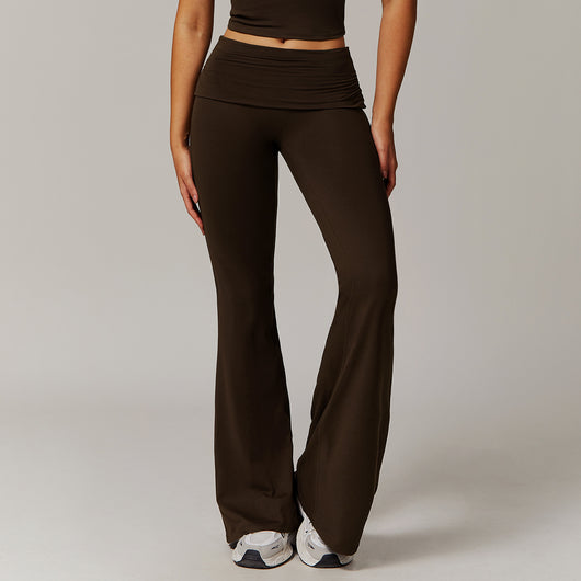 Pantalones Yoga Plisados Cintura Alta para Mujer - Diseño Acampanado Versátil - Image 5