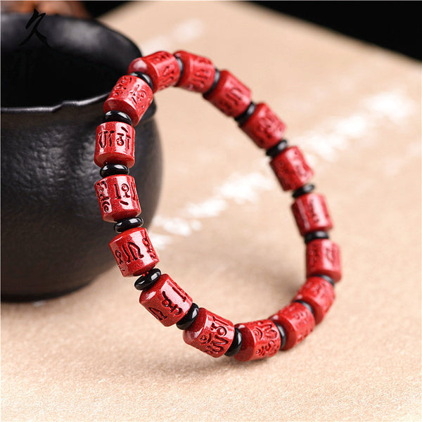 Pulsera de Seis Caracteres en Oro Púrpura con Arena de Mineral Natural