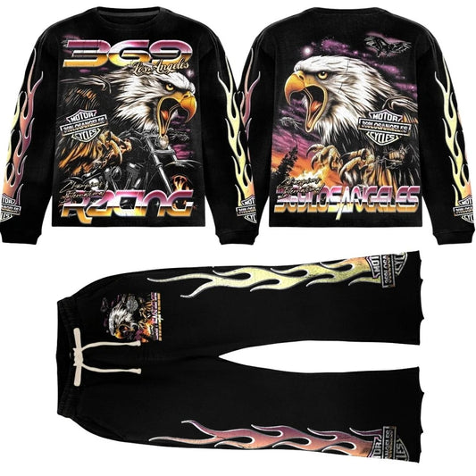 Conjunto Completo: Camiseta Manga Larga Águila + Pantalones Acampanados