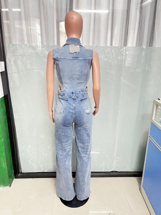 Jumpsuit Denim Elástico Slim Fit Cintura Alta Mujer - Image 20