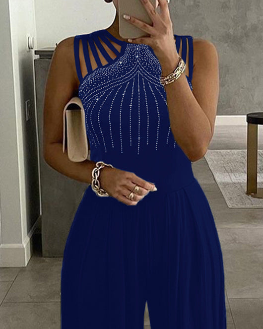 Jumpsuit Elegante de Pierna Ancha con Detalles Remachados para Mujer - Image 7