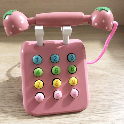 Juguete de Casa de Juegos con Teléfono de Simulación de Fresa de Madera - Image 5