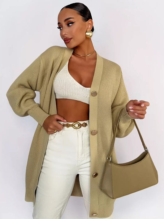 Cardigan Tejido Suelto Cuello V - Diseño Versátil para Otoño - Image 11