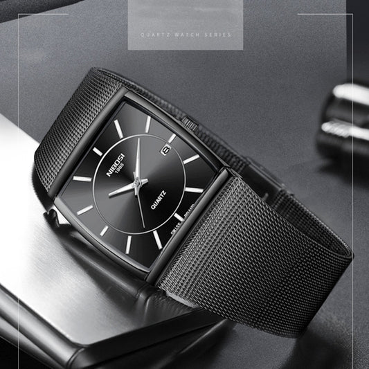 Reloj de Pulsera Masculino con Correa de Malla y Movimiento de Cuarzo