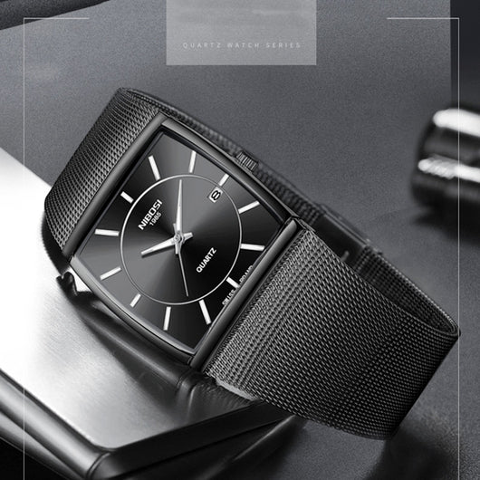 Reloj de Pulsera Masculino con Correa de Malla y Movimiento de Cuarzo