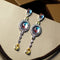 Color-changing Sapphire Long Earrings Dove Egg Ring Plateado Earrings
