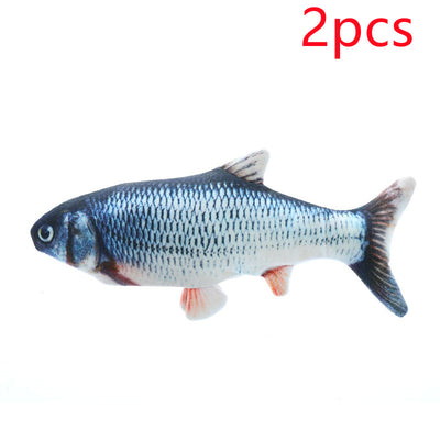 Three plush simulation fish cat toys with realistic blue and black scale patterns and black fins. - Image 8