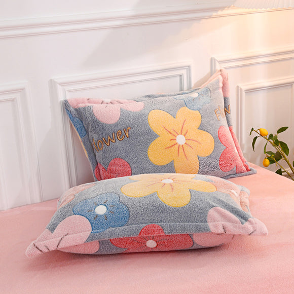 Juego de 4 Sábanas de Franela Gruesa Coral Estampadas