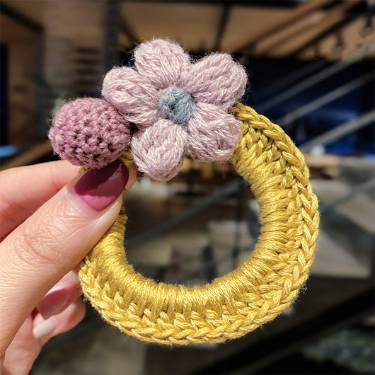 Elástico para cabello con flores de lana - Image 5