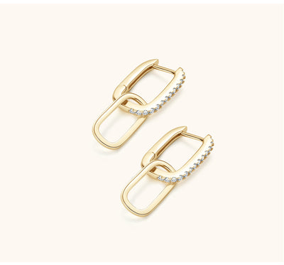 Aretes de Plata S925 Moissanita Doble Aro Diseño Luxury Nicho con Borla - Image 12