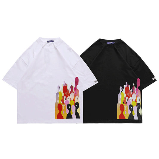 Camiseta Unisex Suelta con Estampado Gráfico Creativo - Estilo Casual Urbano