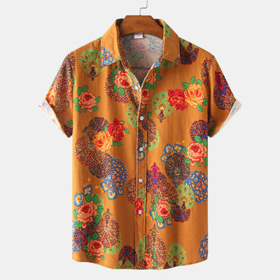 Camisa Hawaiana de Algodón y Lino para Hombre - Diseño Estampado Manga Corta - Image 5