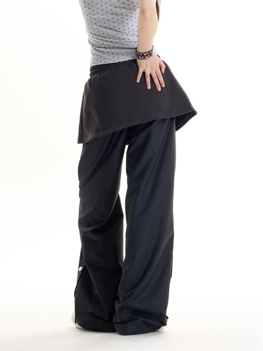 Pantalones Casuales Estilo Retro Americano con Diseño Falda Superpuesta - Image 11