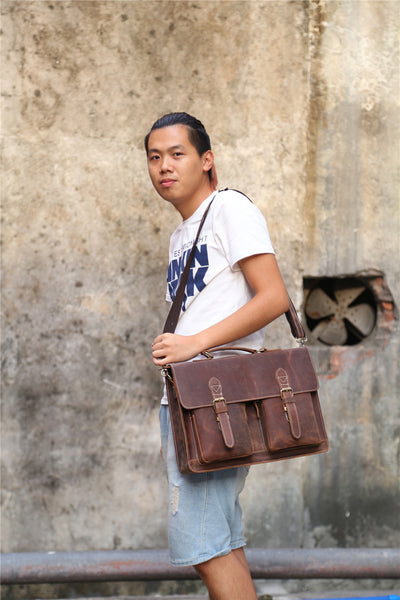 Bolso Messenger de Cuero Crazy Horse - Estilo Vintage Duradero - Image 8