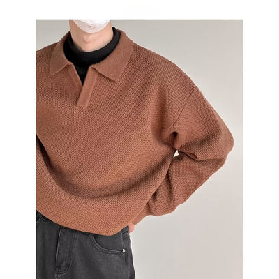 Camiseta Suelta de Manga Larga en Color Sólido para Hombre - Image 5