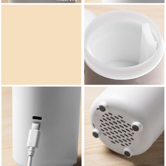 White columnar tabletop water humidifier with a ribbed top and a power button on the front, on a white background. - Image 3