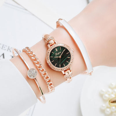 Reloj de Acero Inoxidable para Mujer - Juego de Cuatro Piezas de Tendencia Actual - Image 3