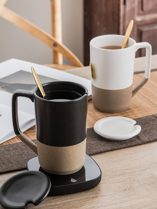 Taza Cerámica Retro Japonesa Grande con Tapa y Cuchara - Image 2