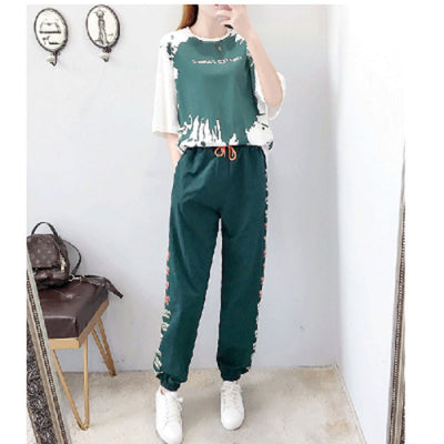 Conjunto Deportivo Casual Mujer: Pantalón Harem Suelto y Camiseta Manga Corta Verano - Image 12