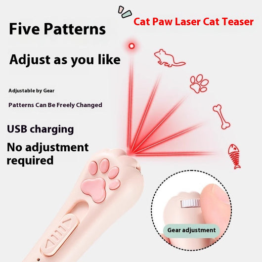 Pink cat paw pen light toy with red laser, UV light for urine detection, and white LED illumination, featuring a keychain. - Image 5