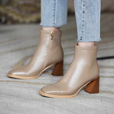 Botas Martin de Tacón Grueso con Cierre Lateral - Botines de Moda Cuadrada - Image 13